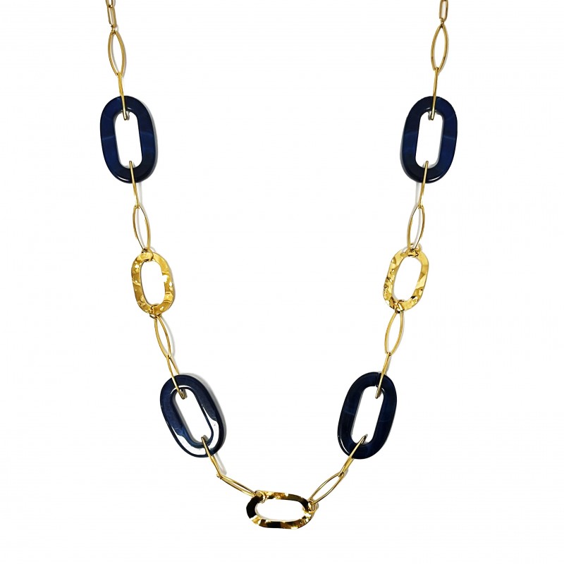 COLLANA CON CATENA OVALE E RESINA - WF2396E679