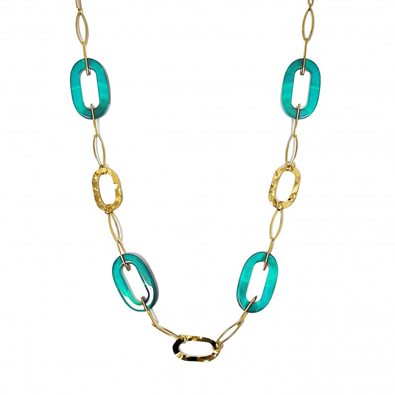 COLLANA CON CATENA OVALE E RESINA - WF2396E679