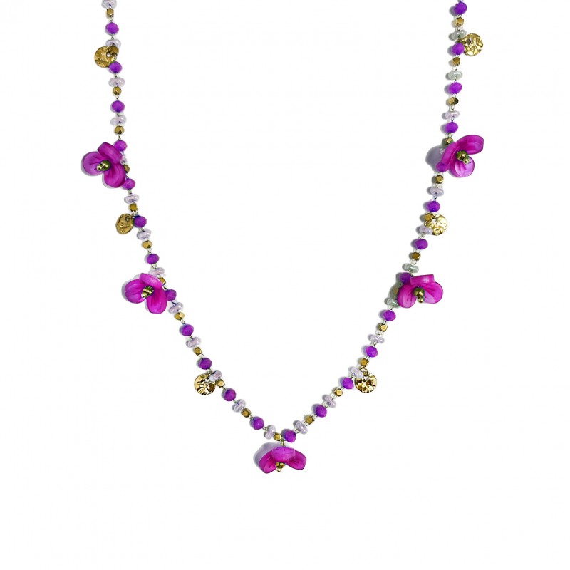 COLLANA CON FIORI PENDENTI - YN22135D515