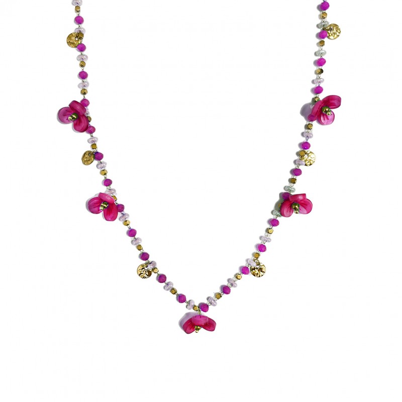 COLLANA CON FIORI PENDENTI - YN22135D515