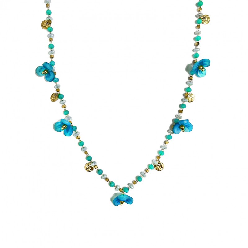 COLLANA CON FIORI PENDENTI - YN22135D515