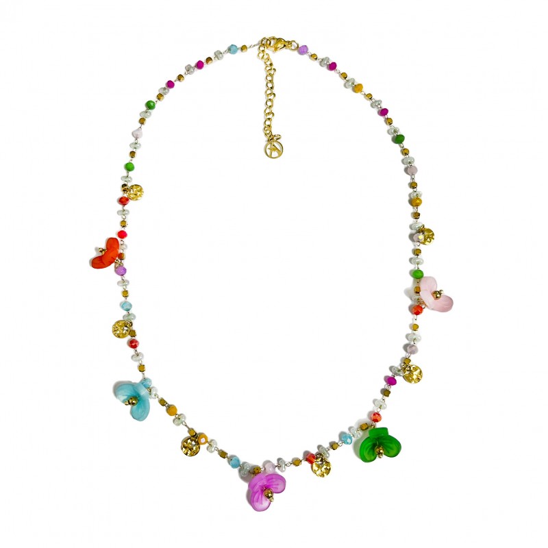 COLLANA CON FIORI PENDENTI - YN22135D515