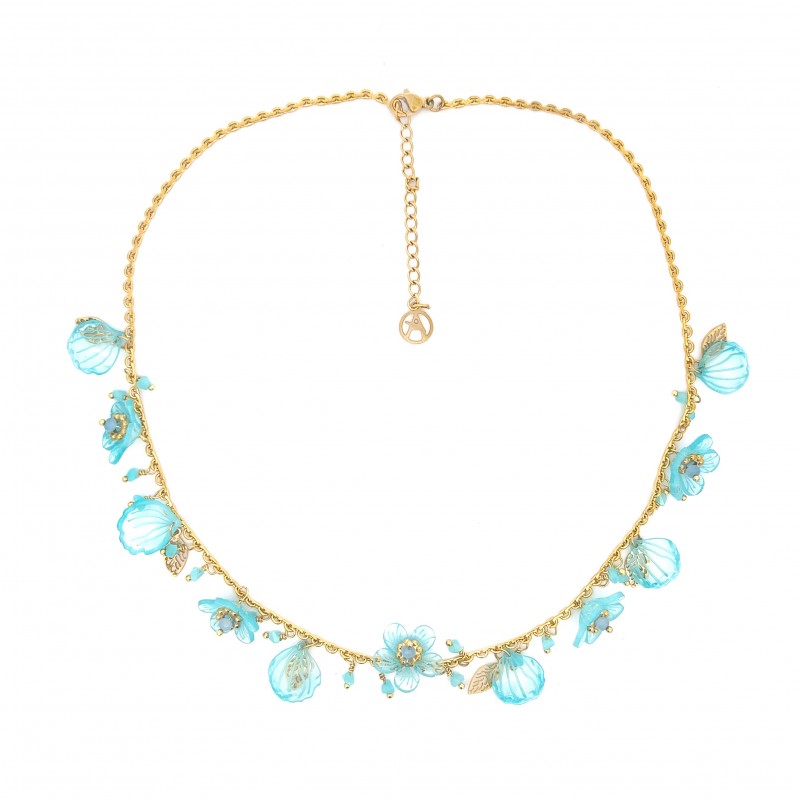COLLANA CON FIORI E CONCHIGLIA PENDENTI - YN22140D514