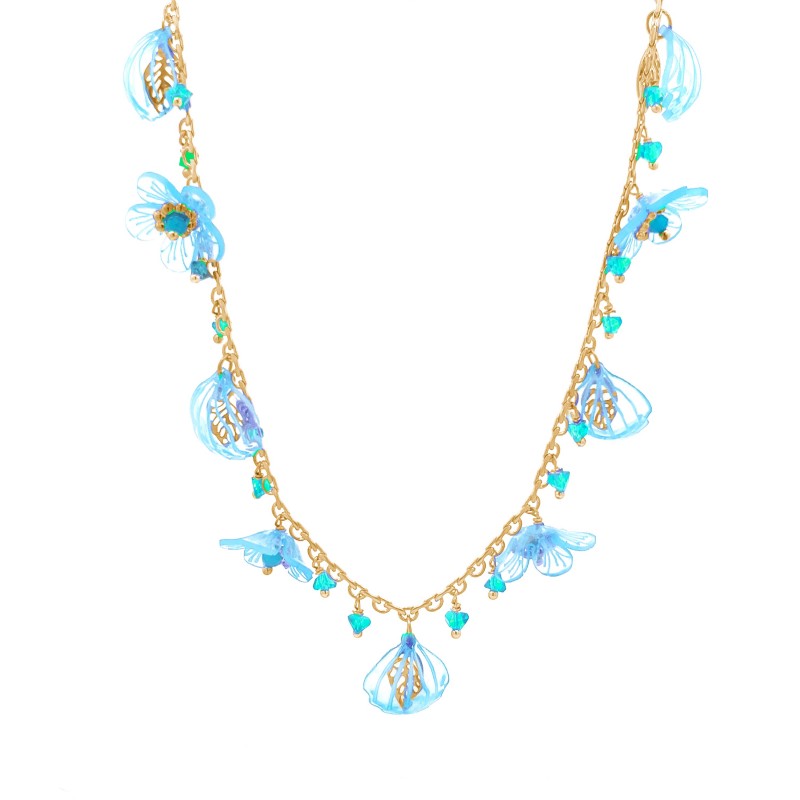 COLLANA CON FIORI E CONCHIGLIA PENDENTI - YN22140D514