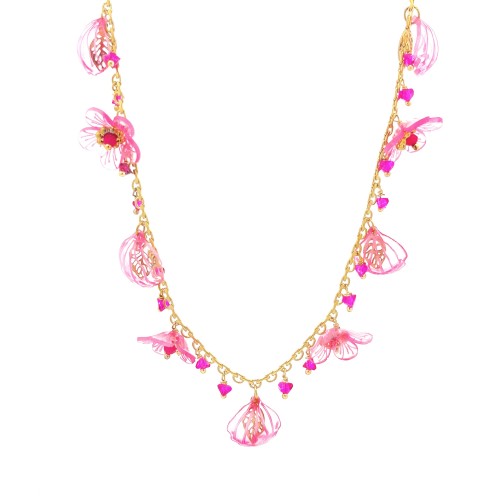 COLLANA CON FIORI E CONCHIGLIA PENDENTI - YN22140D514