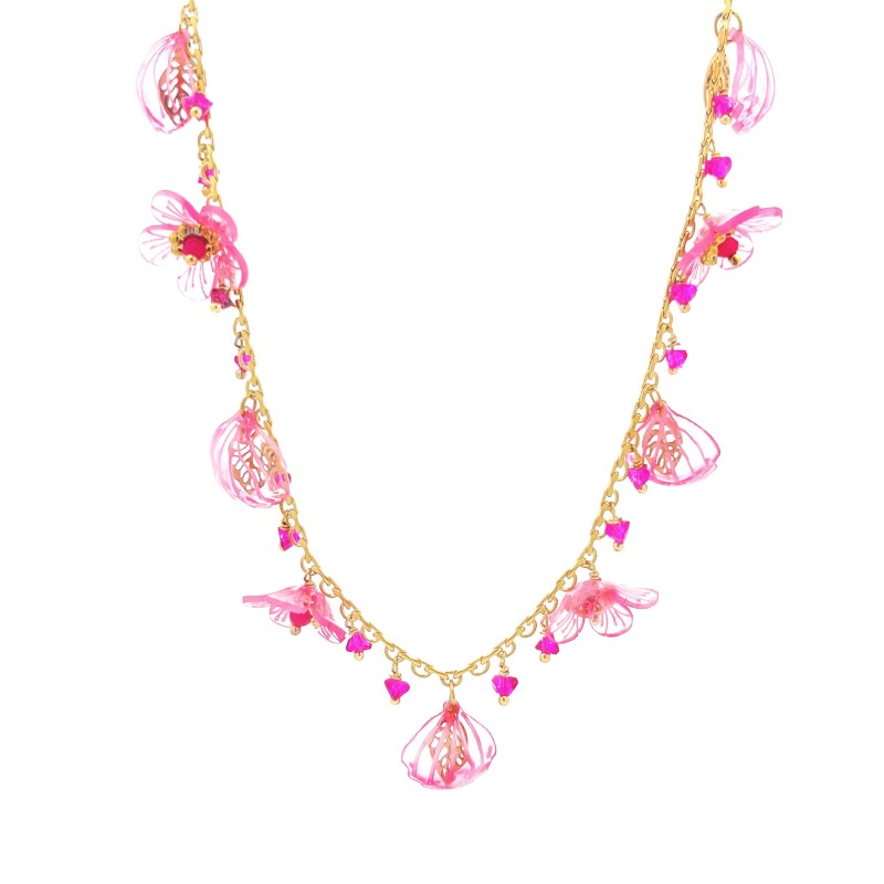 COLLANA CON FIORI E CONCHIGLIA PENDENTI - YN22140D514