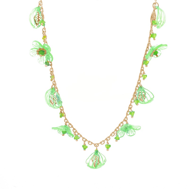 COLLANA CON FIORI E CONCHIGLIA PENDENTI - YN22140D514