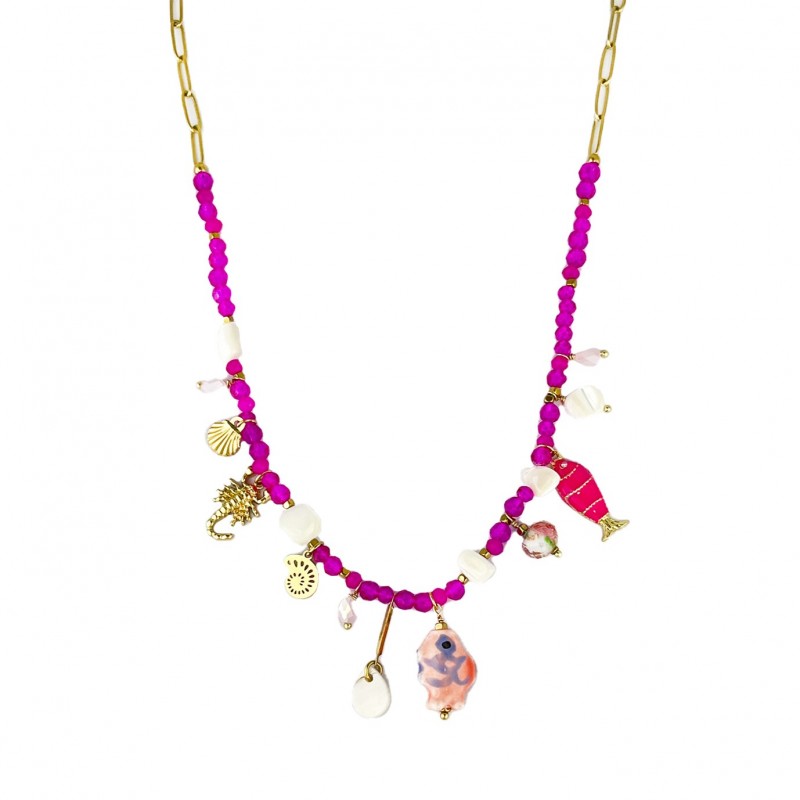 COLLANA CON PESCIOLINO E PENDENTI MARINI - YNK231184E300