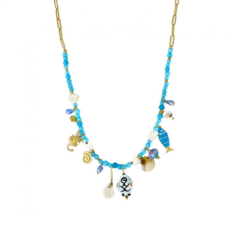 COLLANA CON PESCIOLINO E PENDENTI MARINI - YNK231184E300