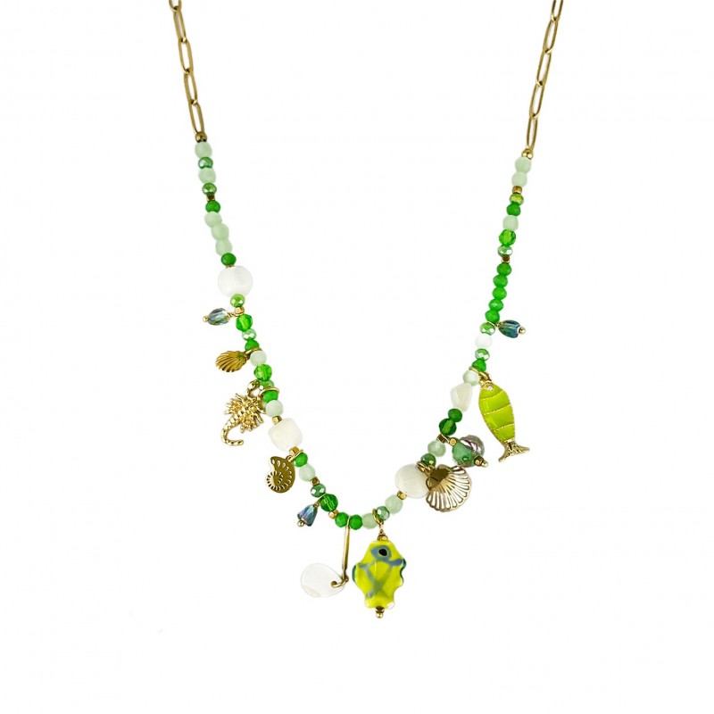 COLLANA CON PESCIOLINO E PENDENTI MARINI - YNK231184E300