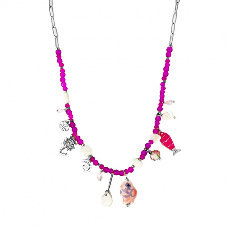 COLLANA CON PESCIOLINO E PENDENTI MARINI - YNK231184E300 