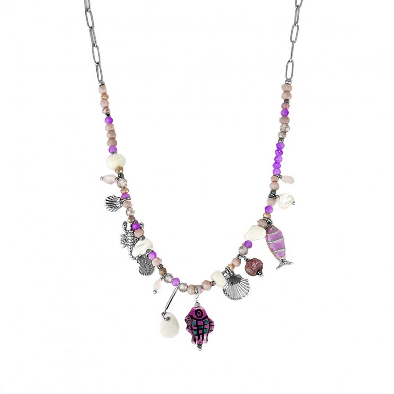 COLLANA CON PESCIOLINO E PENDENTI MARINI - YNK231184E300 