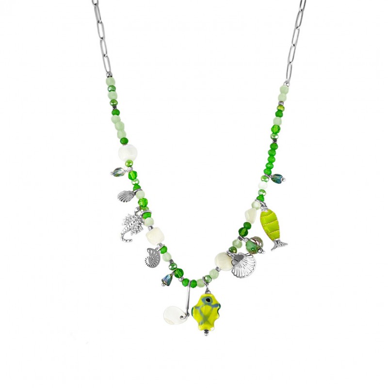 COLLANA CON PESCIOLINO E PENDENTI MARINI - YNK231184E300 