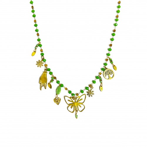 COLLANA CON FARFALLA E CHARMS PENDENTI - YNK23132E303 ORO