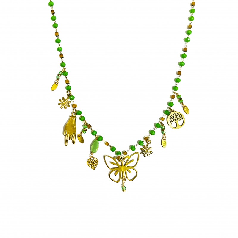 COLLANA CON FARFALLA E CHARMS PENDENTI - YNK23132E303 ORO