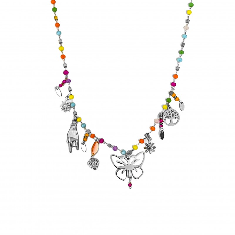 COLLANA CON FARFALLA E CHARMS PENDENTI - YNK23132E303 ARG