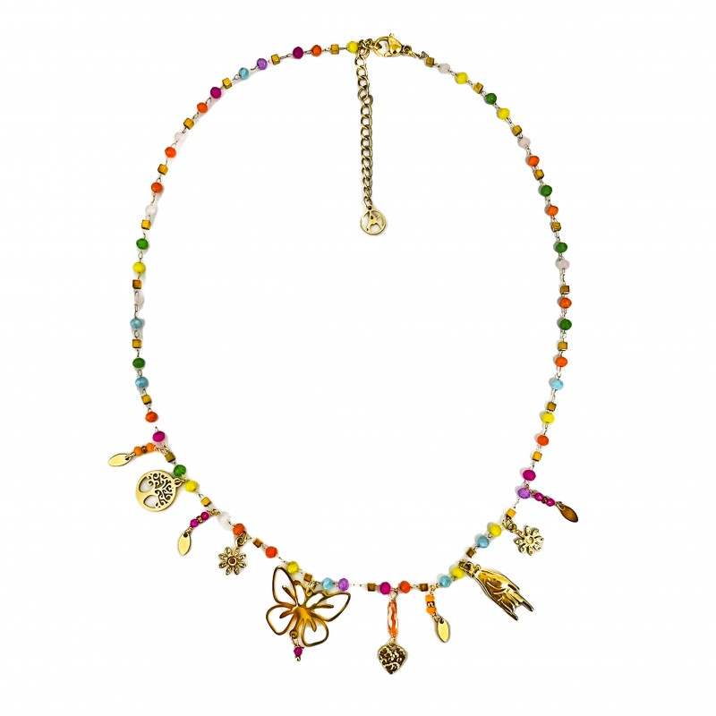 COLLANA CON FARFALLA E CHARMS PENDENTI - YNK23132E303 ORO