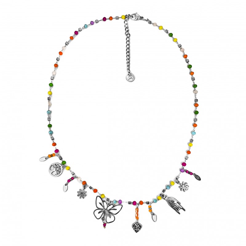 COLLANA CON FARFALLA E CHARMS PENDENTI - YNK23132E303 ARG