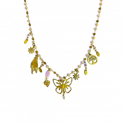 COLLANA CON FARFALLA E CHARMS PENDENTI - YNK23132E303 ORO