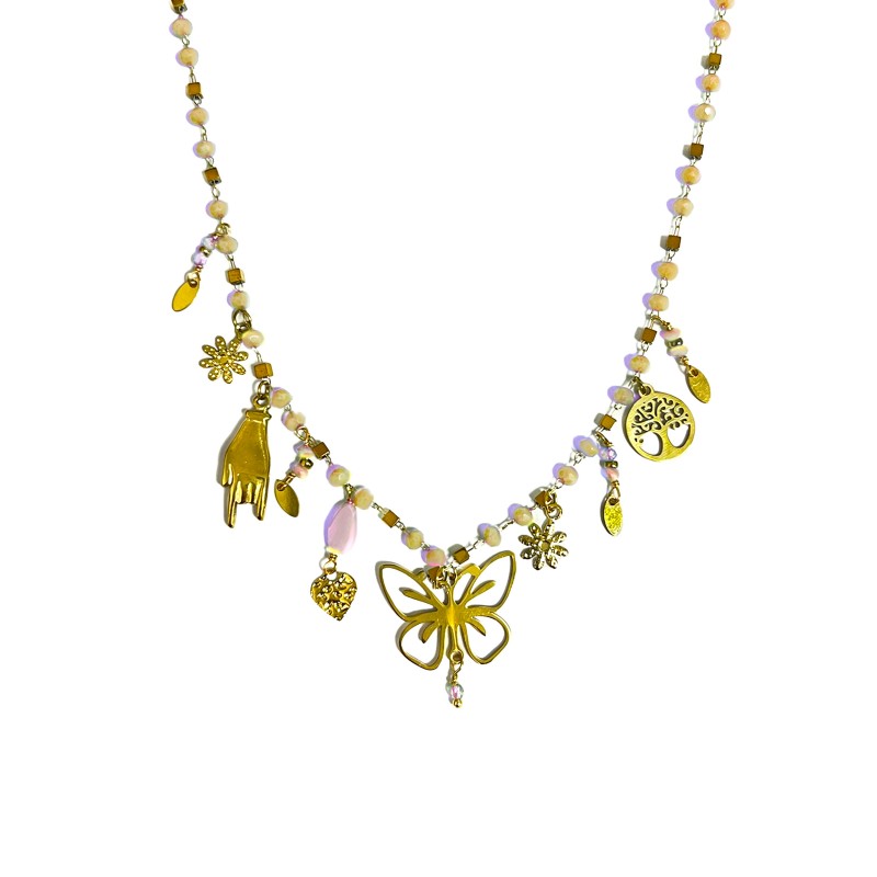 COLLANA CON FARFALLA E CHARMS PENDENTI - YNK23132E303 ORO