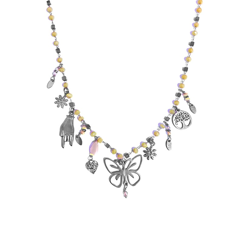 COLLANA CON FARFALLA E CHARMS PENDENTI - YNK23132E303 ARG