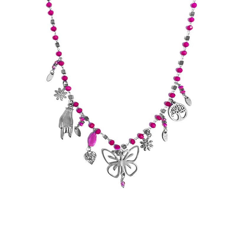 COLLANA CON FARFALLA E CHARMS PENDENTI - YNK23132E303 ARG