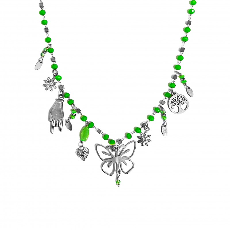 COLLANA CON FARFALLA E CHARMS PENDENTI - YNK23132E303 ARG