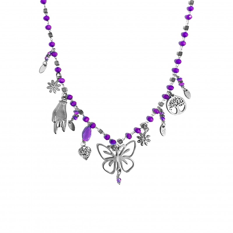 COLLANA CON FARFALLA E CHARMS PENDENTI - YNK23132E303 ARG