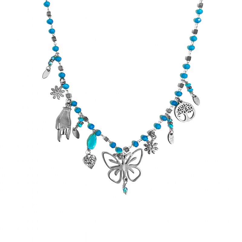 COLLANA CON FARFALLA E CHARMS PENDENTI - YNK23132E303 ARG