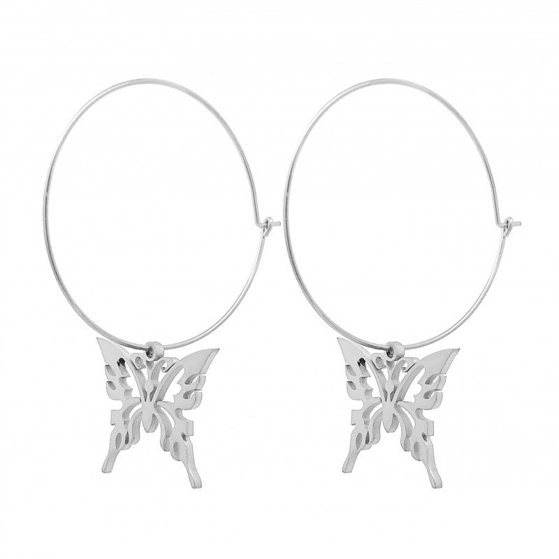 ORECCHINI A CERCHIO CON PENDENTE FARFALLA - 202401161606