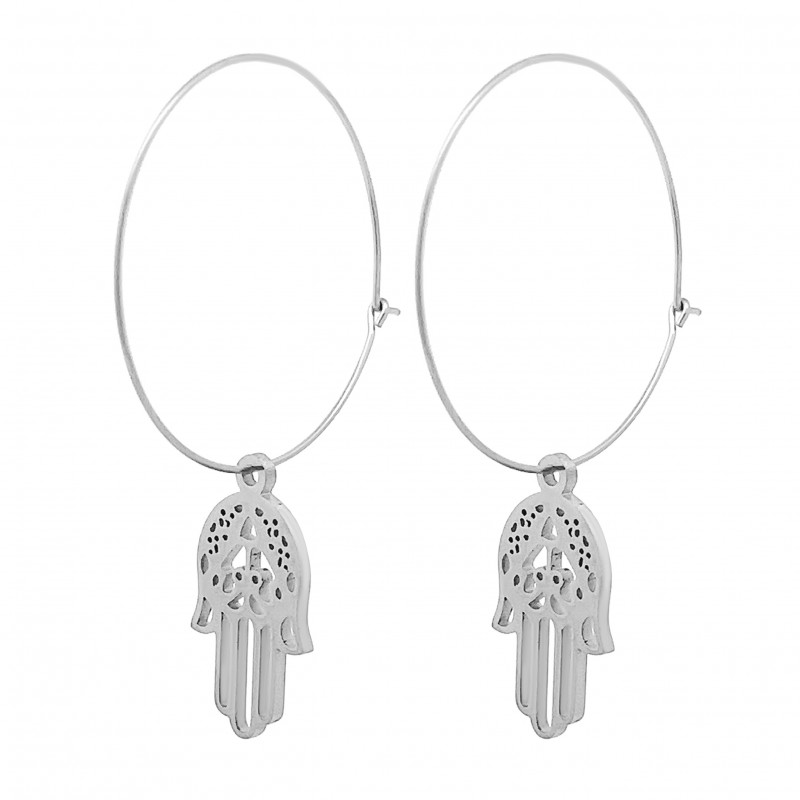 ORECCHINI A CERCHIO CON PENDENTE MANO - 202401161628