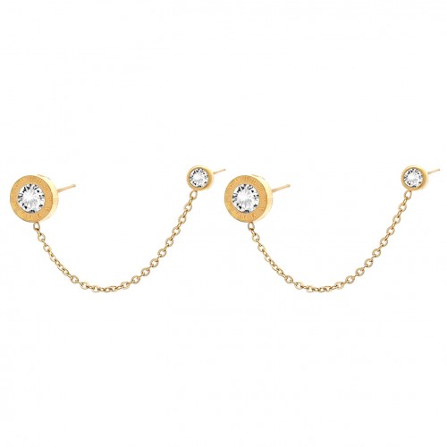 ORECCHINI DOPPIO BUCO A CATENA CON NUMERI ROMANI - JN2344E66