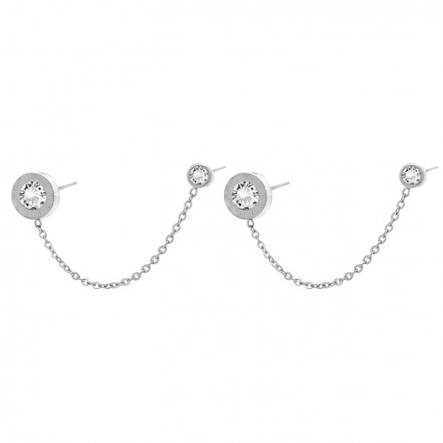 ORECCHINI DOPPIO BUCO A CATENA CON NUMERI ROMANI - JN2344E66