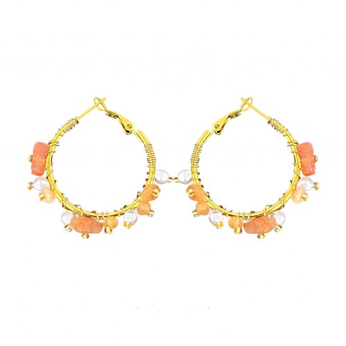 ORECCHINI A CERCHIO CON PIETRE E PERLE - MNK2348E238 