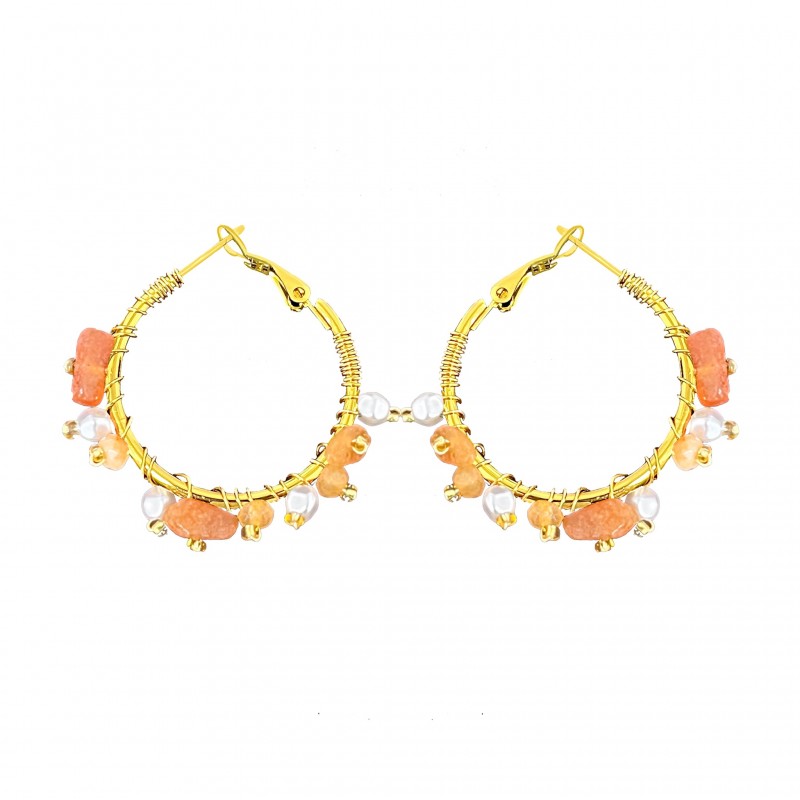 ORECCHINI A CERCHIO CON PIETRE E PERLE - MNK2348E238 