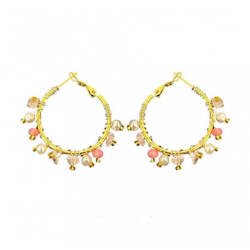 ORECCHINI A CERCHIO CON PIETRE E PERLE - MNK2348E238 