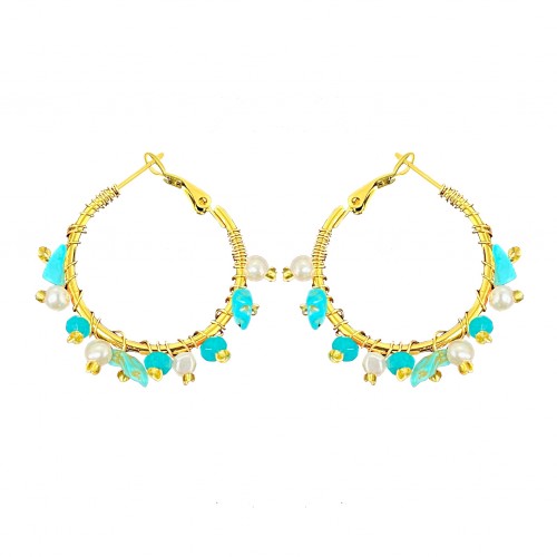 ORECCHINI A CERCHIO CON PIETRE E PERLE - MNK2348E238 