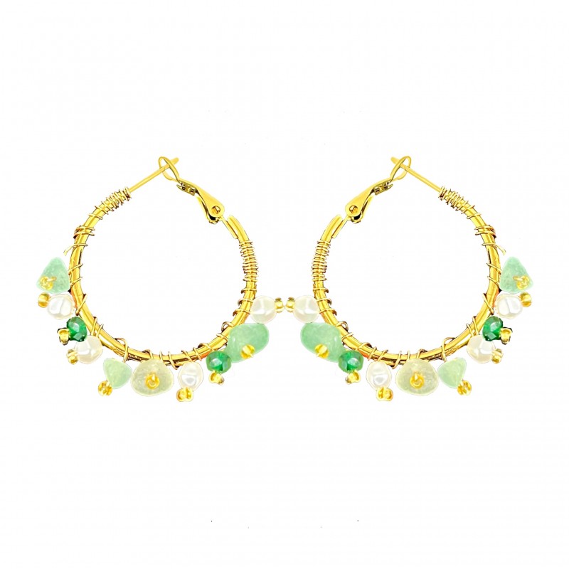 ORECCHINI A CERCHIO CON PIETRE E PERLE - MNK2348E238 