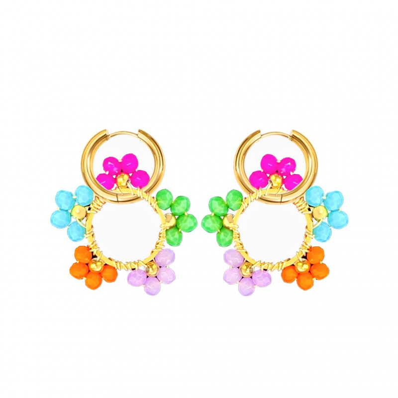 ORECCHINI A CERCHIO CON FIORE - MNK23544E234 