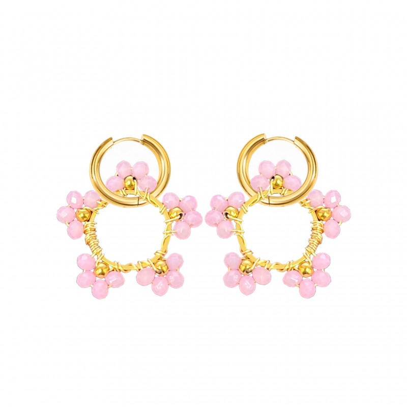 ORECCHINI A CERCHIO CON FIORE - MNK23544E234 