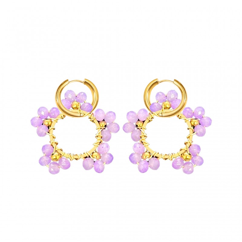 ORECCHINI A CERCHIO CON FIORE - MNK23544E234 