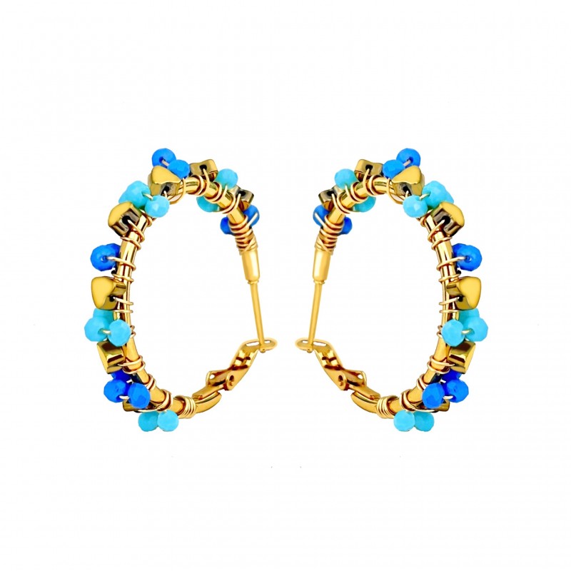 ORECCHINI A CERCHIO CON CRISTALLI E CUORICINI - MNK2356E239 