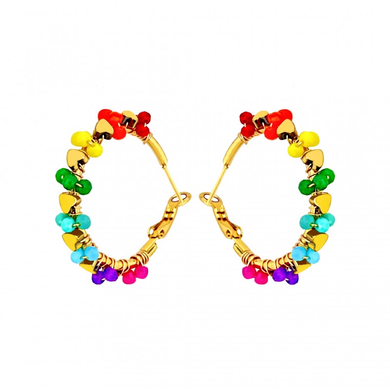 ORECCHINI A CERCHIO CON CRISTALLI E CUORICINI - MNK2356E239 