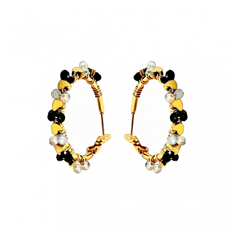 ORECCHINI A CERCHIO CON CRISTALLI E CUORICINI - MNK2356E239 