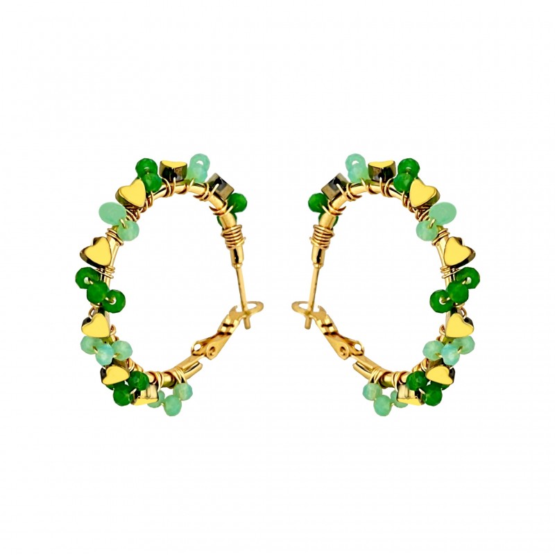 ORECCHINI A CERCHIO CON CRISTALLI E CUORICINI - MNK2356E239 