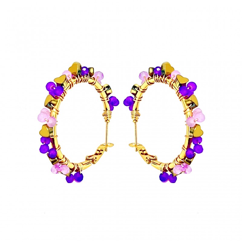 ORECCHINI A CERCHIO CON CRISTALLI E CUORICINI - MNK2356E239 