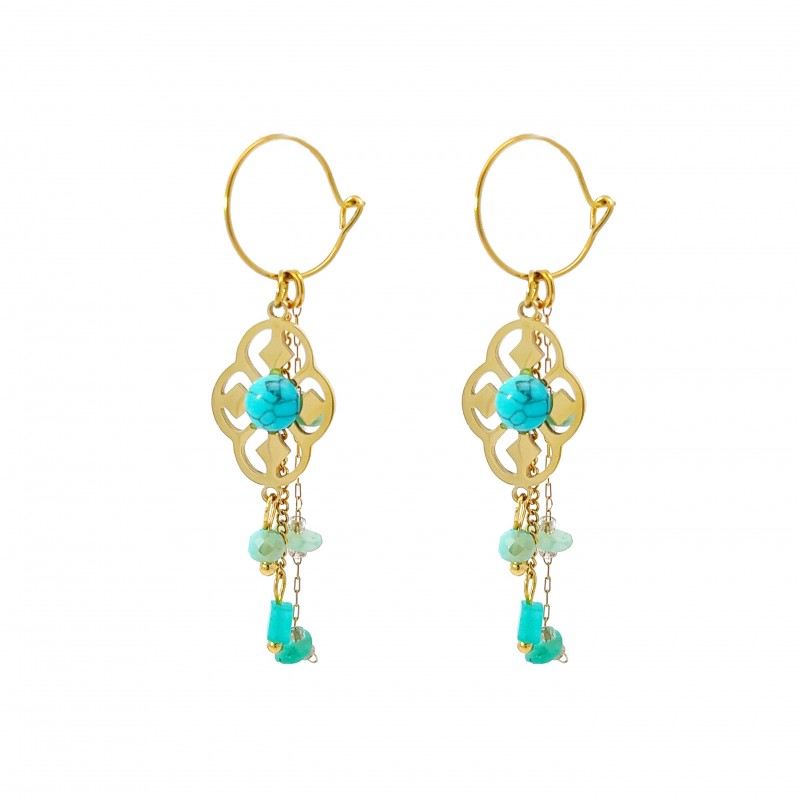 ORECCHINI PENDENTI FIORE CON PIETRA - NK2112488F6