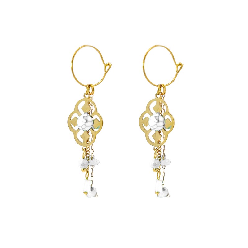 ORECCHINI PENDENTI FIORE CON PIETRA - NK2112488F6