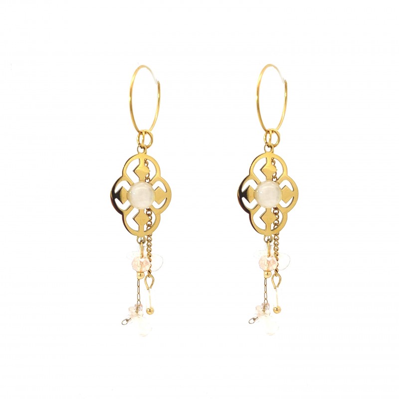 ORECCHINI PENDENTI FIORE CON PIETRA - NK2112488F6