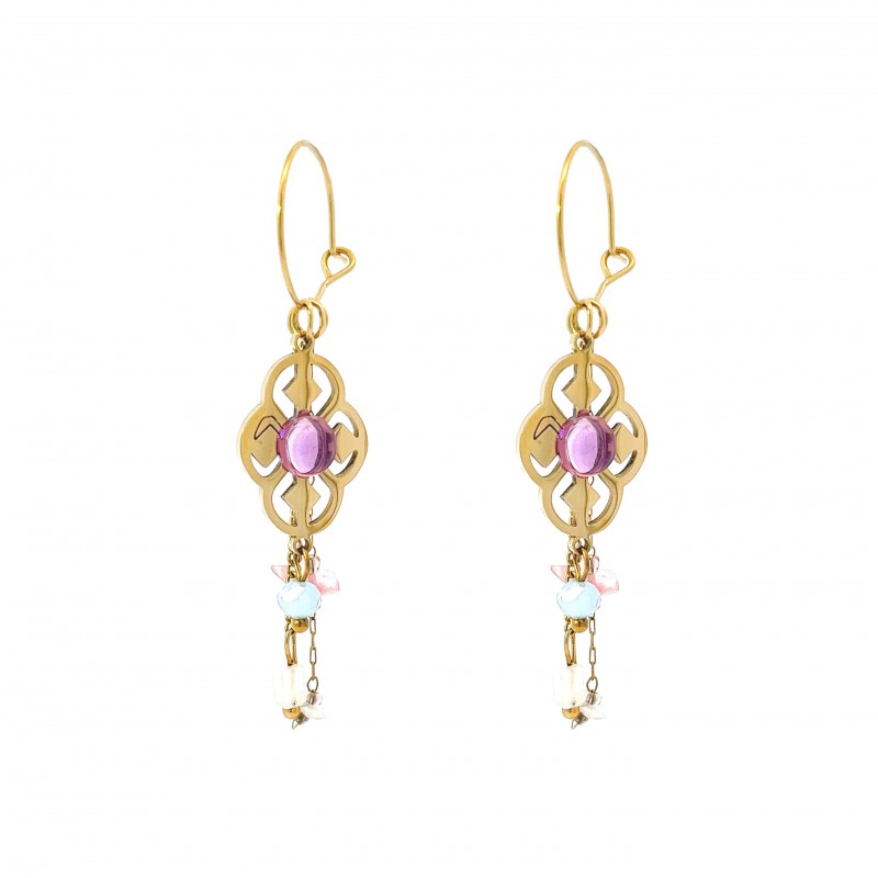 ORECCHINI PENDENTI FIORE CON PIETRA - NK2112488F6